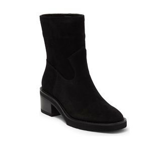 NEW Stuart Weitzman Black Suede Boulevard Moto Pull On Ankle Boots Size 9M